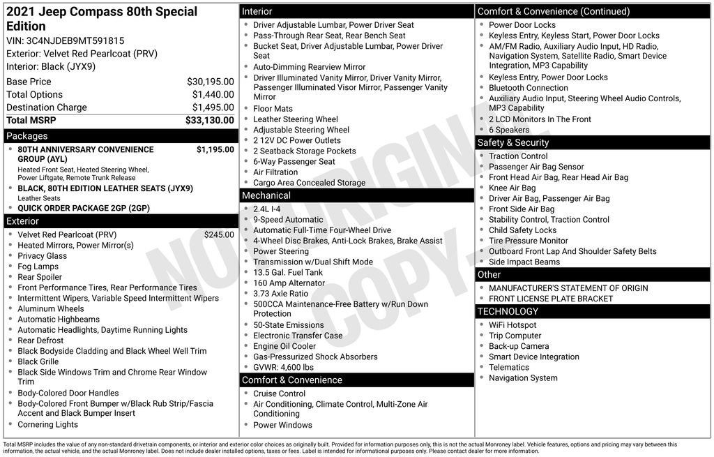 Used 2021 Jeep Compass 80th Special Edition image 25