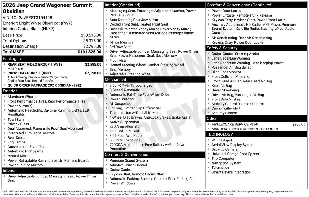New 2026 Jeep Grand Wagoneer Summit w/ Rear Seat Video Group I AWD/4WD image 6