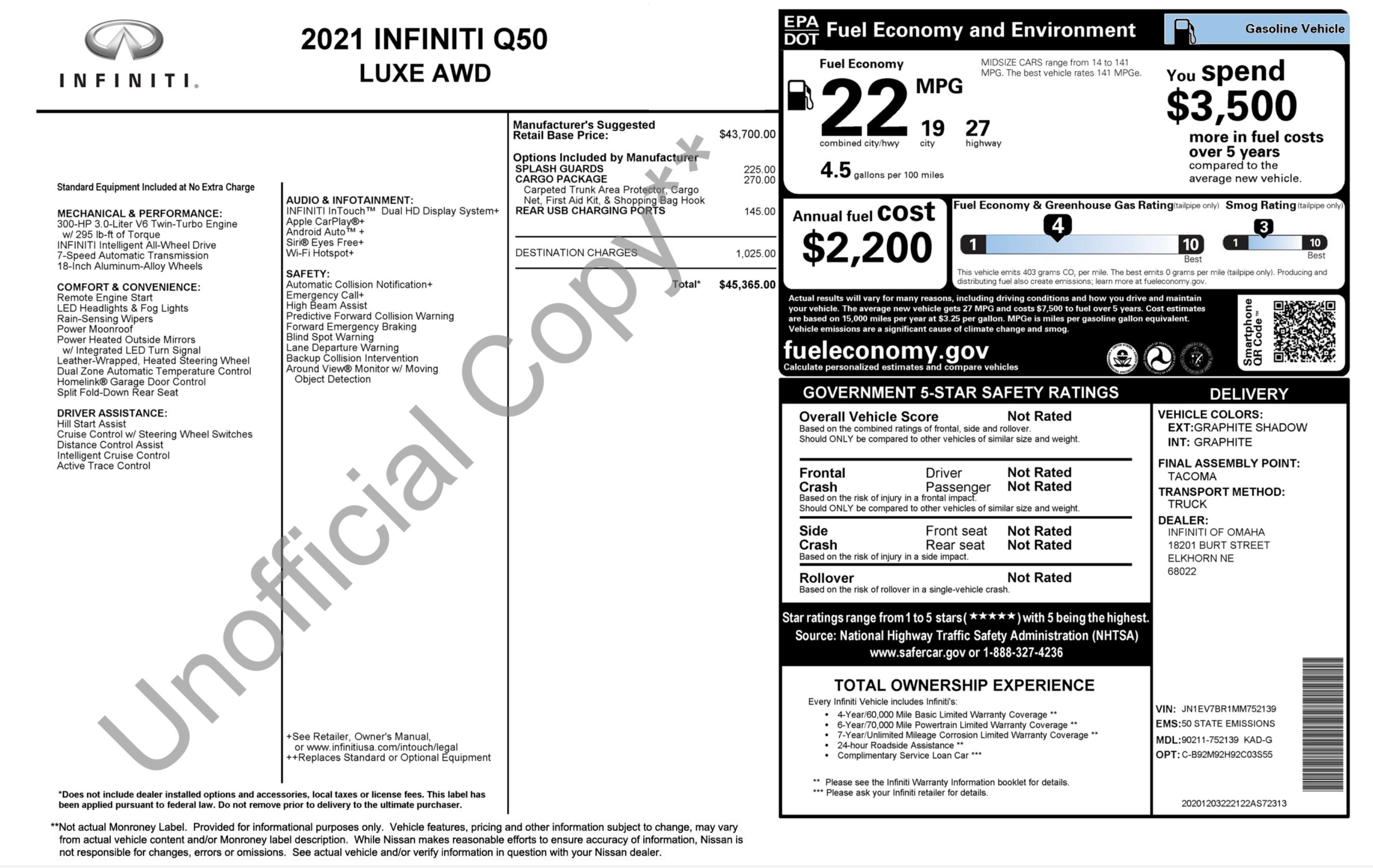 Used 2021 INFINITI Q50 Luxe w/ Cargo Package AWD/4WD image 2