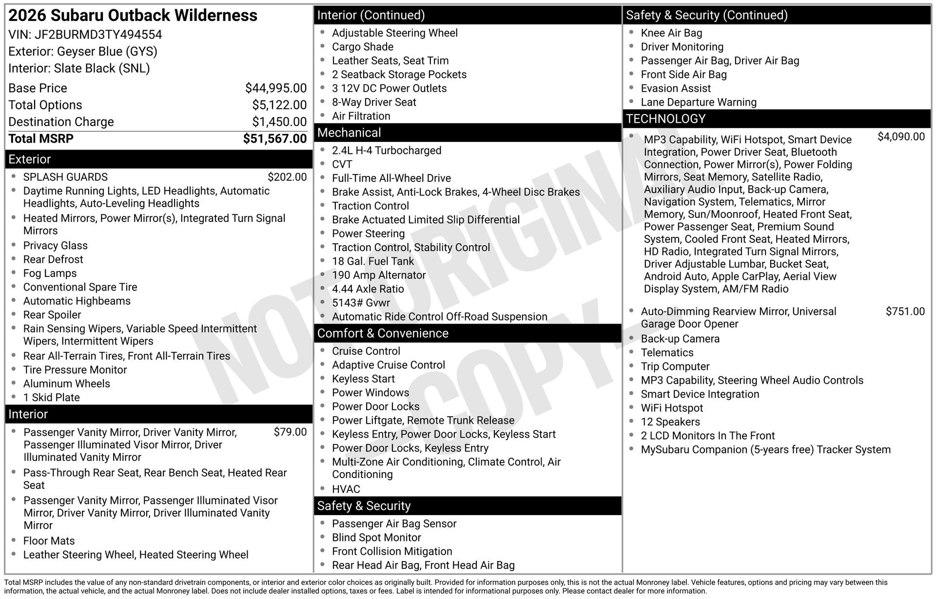 Used 2026 Subaru Outback Wilderness AWD/4WD image 5