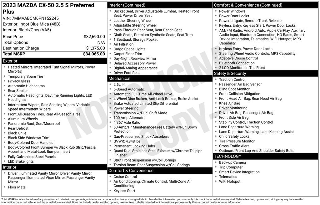 Used 2023 MAZDA CX-50 2.5 S w/ Preferred Plus Pkg image 38