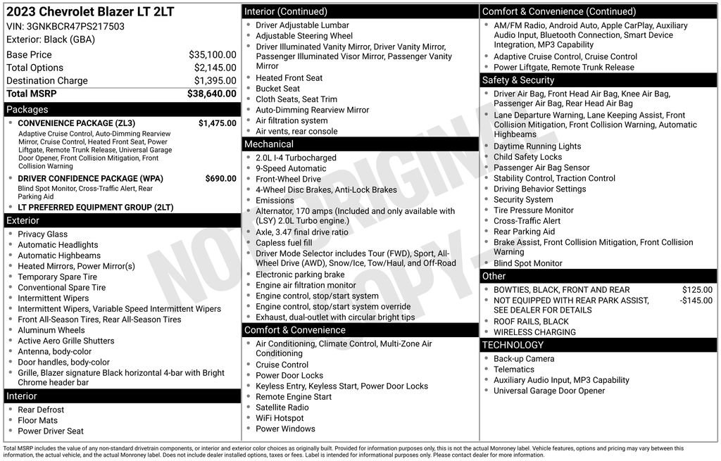 Used 2023 Chevrolet Blazer LT w/ Convenience Package FWD image 53