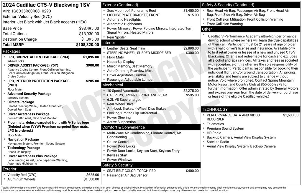 Used 2024 Cadillac CT5 V Blackwing w/ LPO, Bronce Accent Package