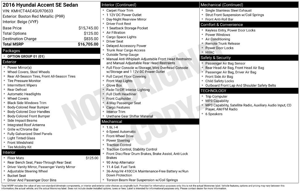 Used 2016 Hyundai Accent SE FWD image 10