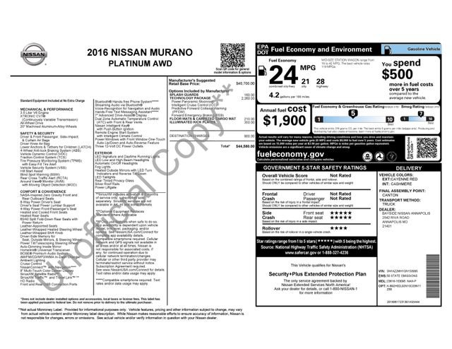 Used 2016 Nissan Murano Platinum w/ Platinum Technology Package AWD/4WD image 32