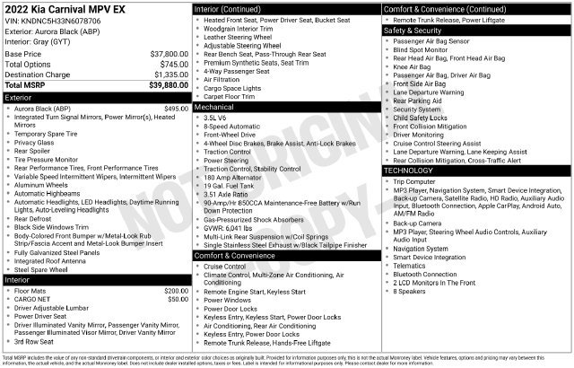 Used 2022 Kia Carnival EX FWD image 37