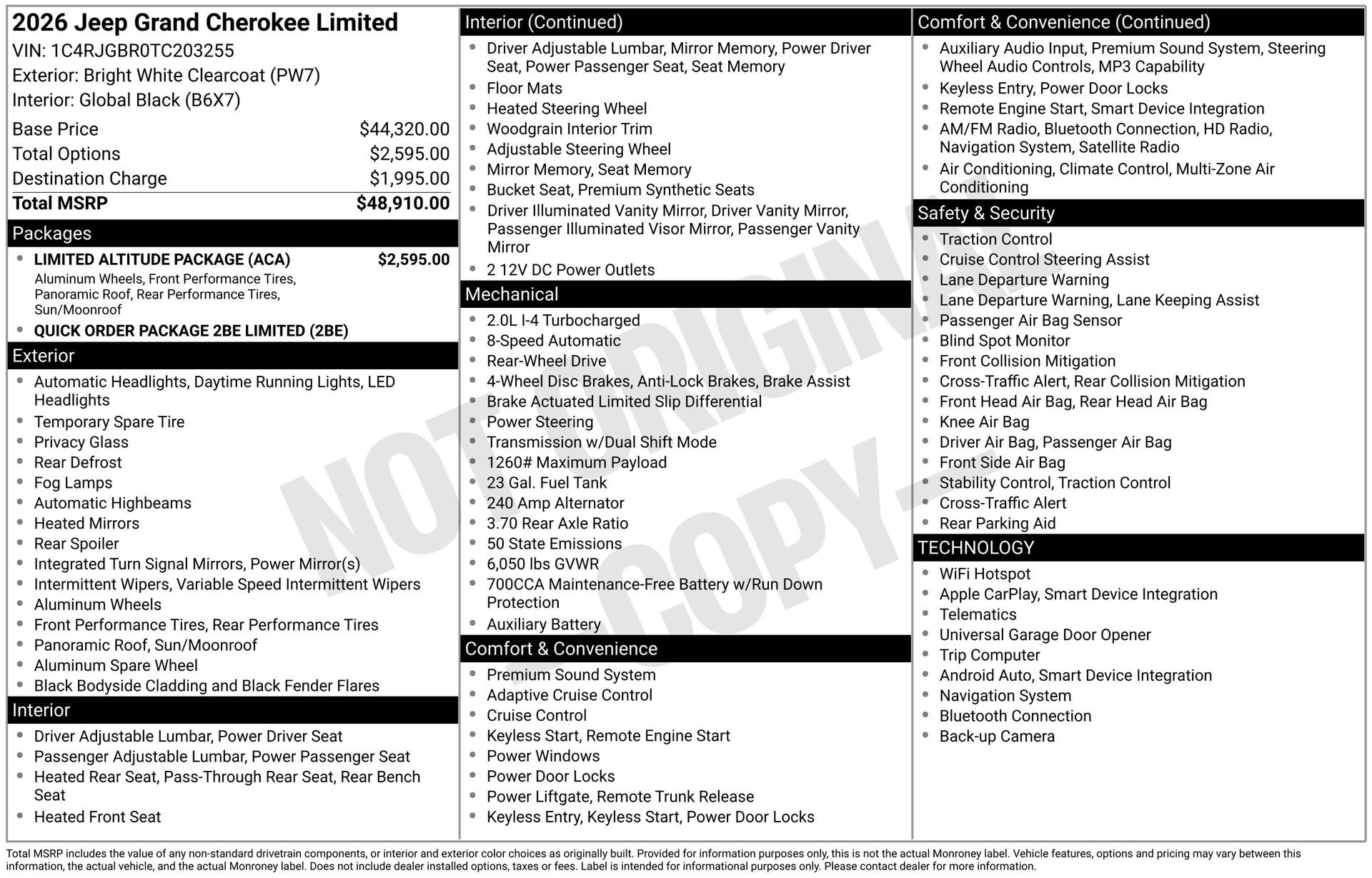 New 2026 Jeep Grand Cherokee Limited w/ Limited Altitude Package RWD image 43