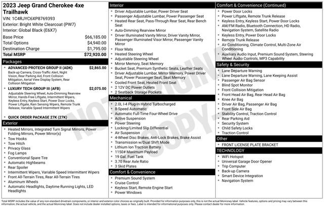 Used 2023 Jeep Grand Cherokee Trailhawk w/ Advanced Protech Group II image 33