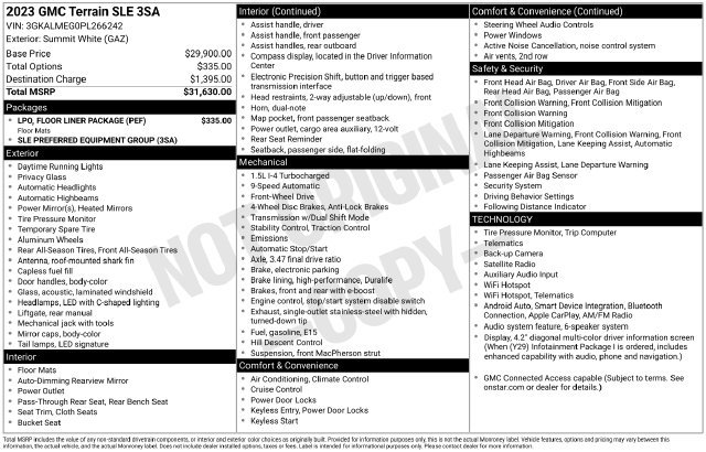 Certified 2023 GMC Terrain SLE w/ LPO, Floor Liner Package FWD image 6