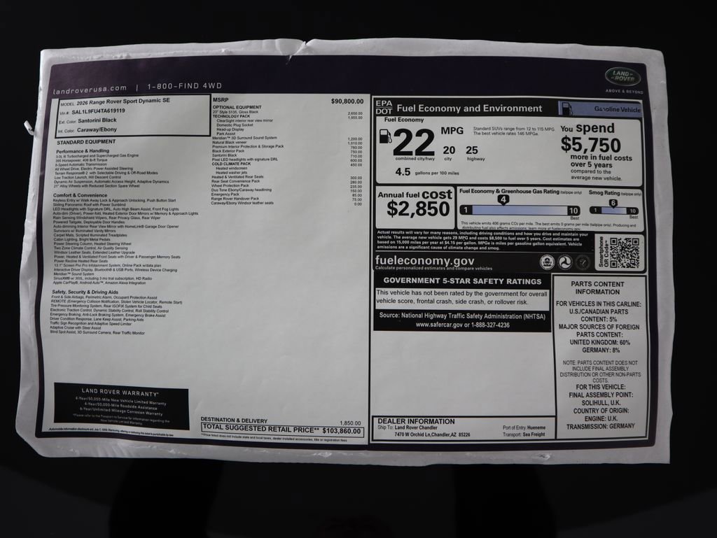 New 2026 Land Rover Range Rover Sport Dynamic SE image 9