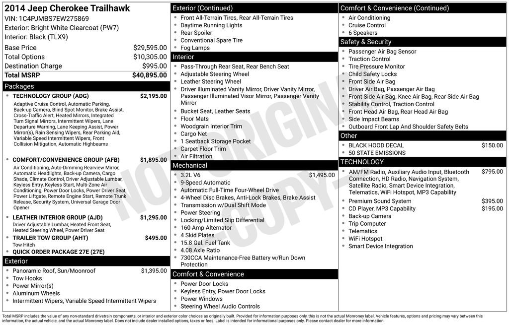 Used 2014 Jeep Cherokee Trailhawk w/ Technology Group image 2