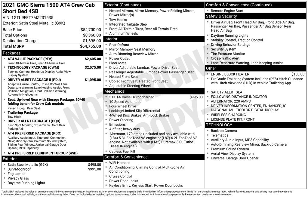 Used 2021 GMC Sierra 1500 AT4 w/ AT4 Value Package AWD/4WD image 51