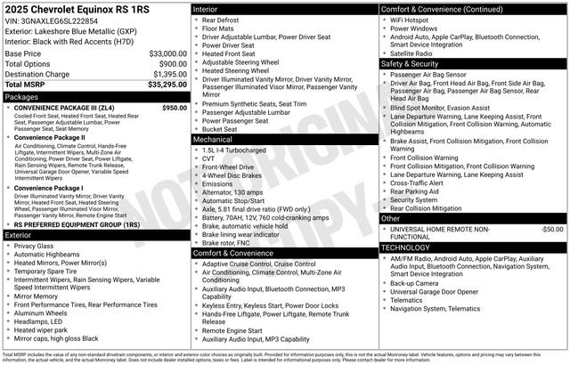 Used 2025 Chevrolet Equinox RS w/ Convenience Package III FWD image 5