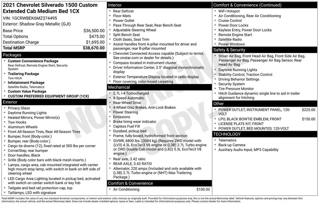 Used 2021 Chevrolet Silverado 1500 Custom image 10