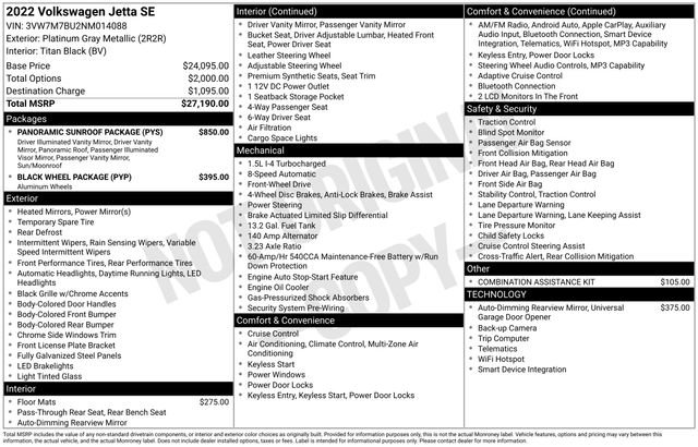 Used 2022 Volkswagen Jetta SE w/ Panoramic Sunroof Package image 26