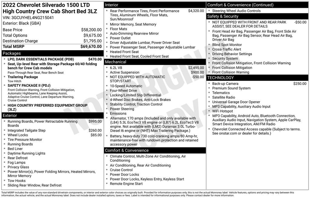 Used 2022 Chevrolet Silverado 1500 High Country w/ LPO, Dark Essentials Package AWD/4WD image 5