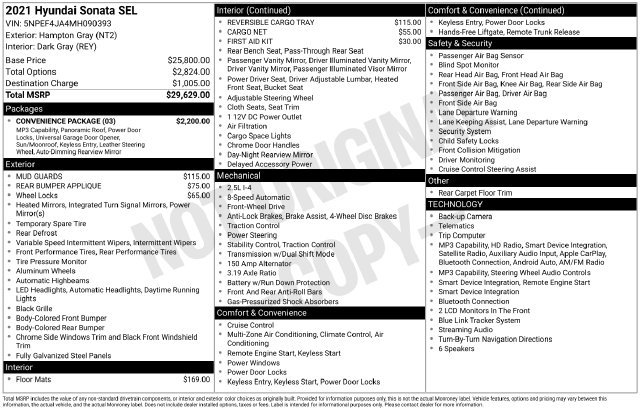 Used 2021 Hyundai Sonata SEL w/ Convenience Package FWD image 10