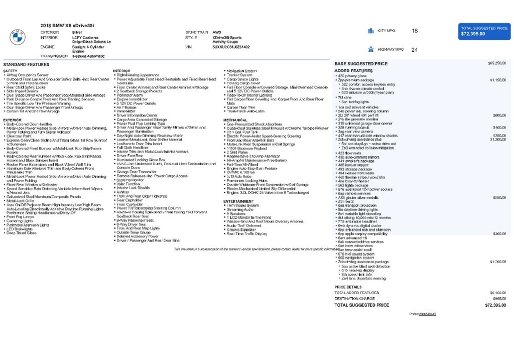 Used 2018 BMW X6 xDrive35i image 9
