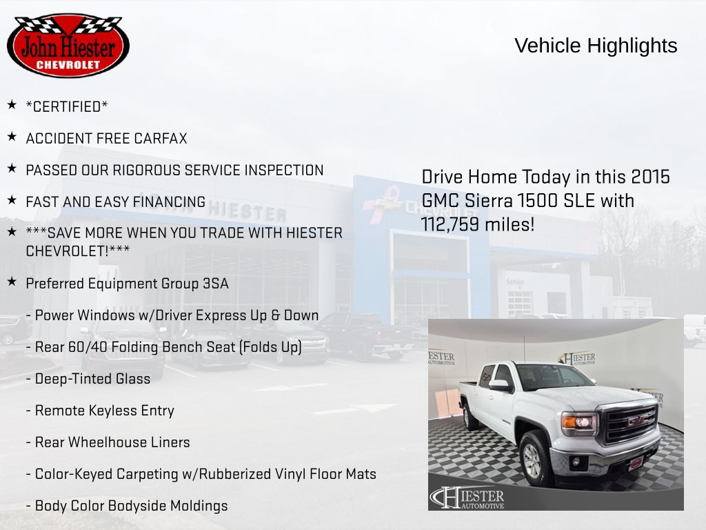 Certified 2015 GMC Sierra 1500 SLE w/ SLE Value Package RWD image 7