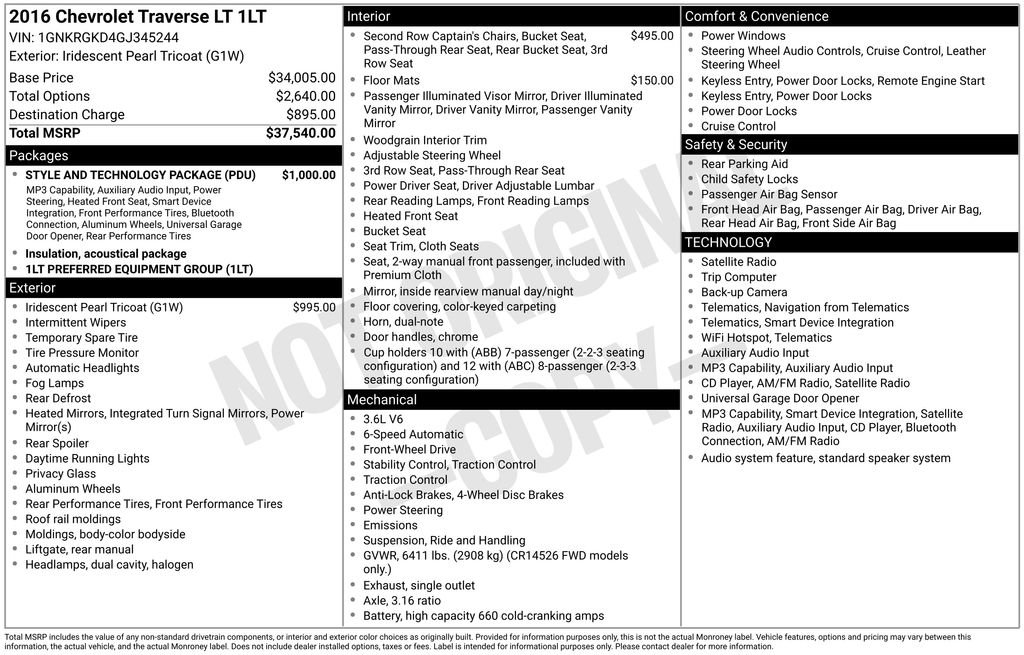 Used 2016 Chevrolet Traverse LT w/ Style and Technology Package FWD image 17