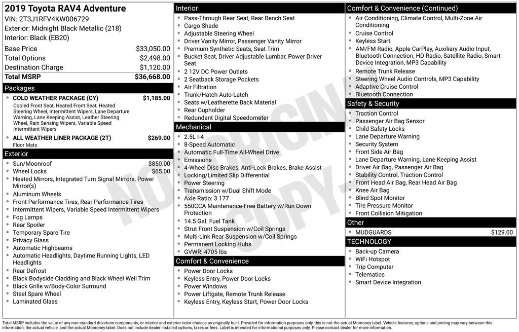 Used 2019 Toyota RAV4 Adventure w/ Cold Weather Package AWD/4WD image 5