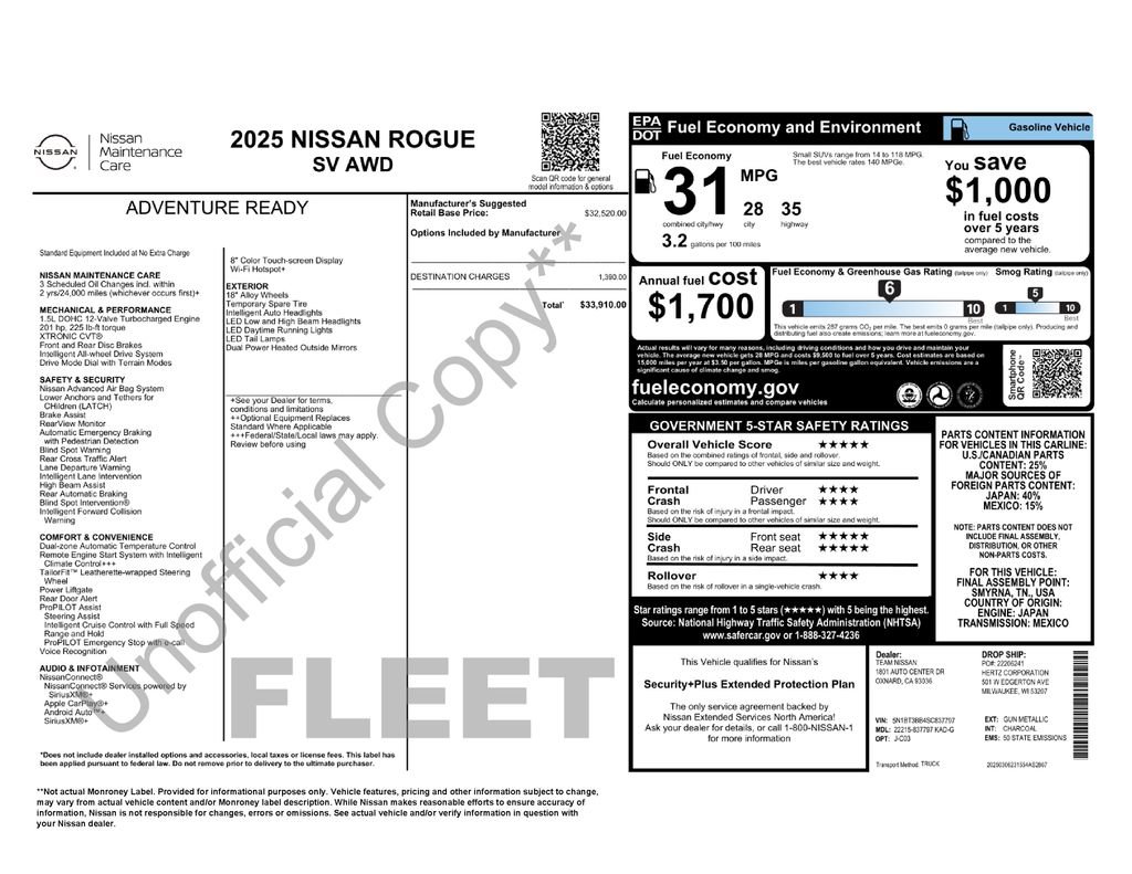Certified 2025 Nissan Rogue SV AWD/4WD image 34