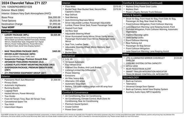 Used 2024 Chevrolet Tahoe Z71 w/ Luxury Package AWD/4WD image 36