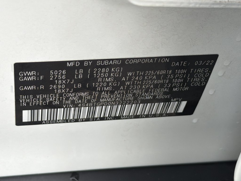 Certified 2022 Subaru Outback Touring XT AWD/4WD image 34