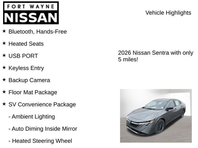 New 2026 Nissan Sentra SV w/ SV Convenience Package image 8