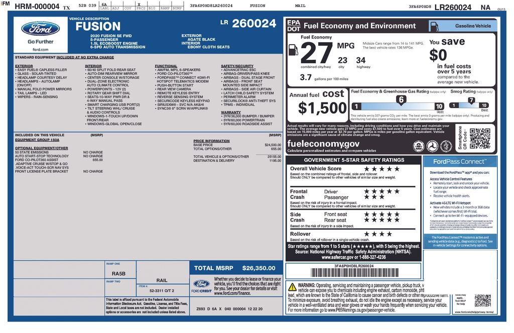 Used 2020 Ford Fusion SE FWD image 6