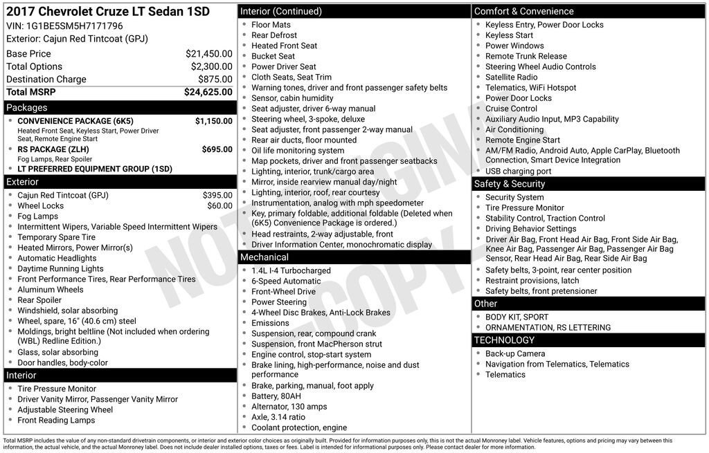 Used 2017 Chevrolet Cruze LT w/ Convenience Package FWD image 11
