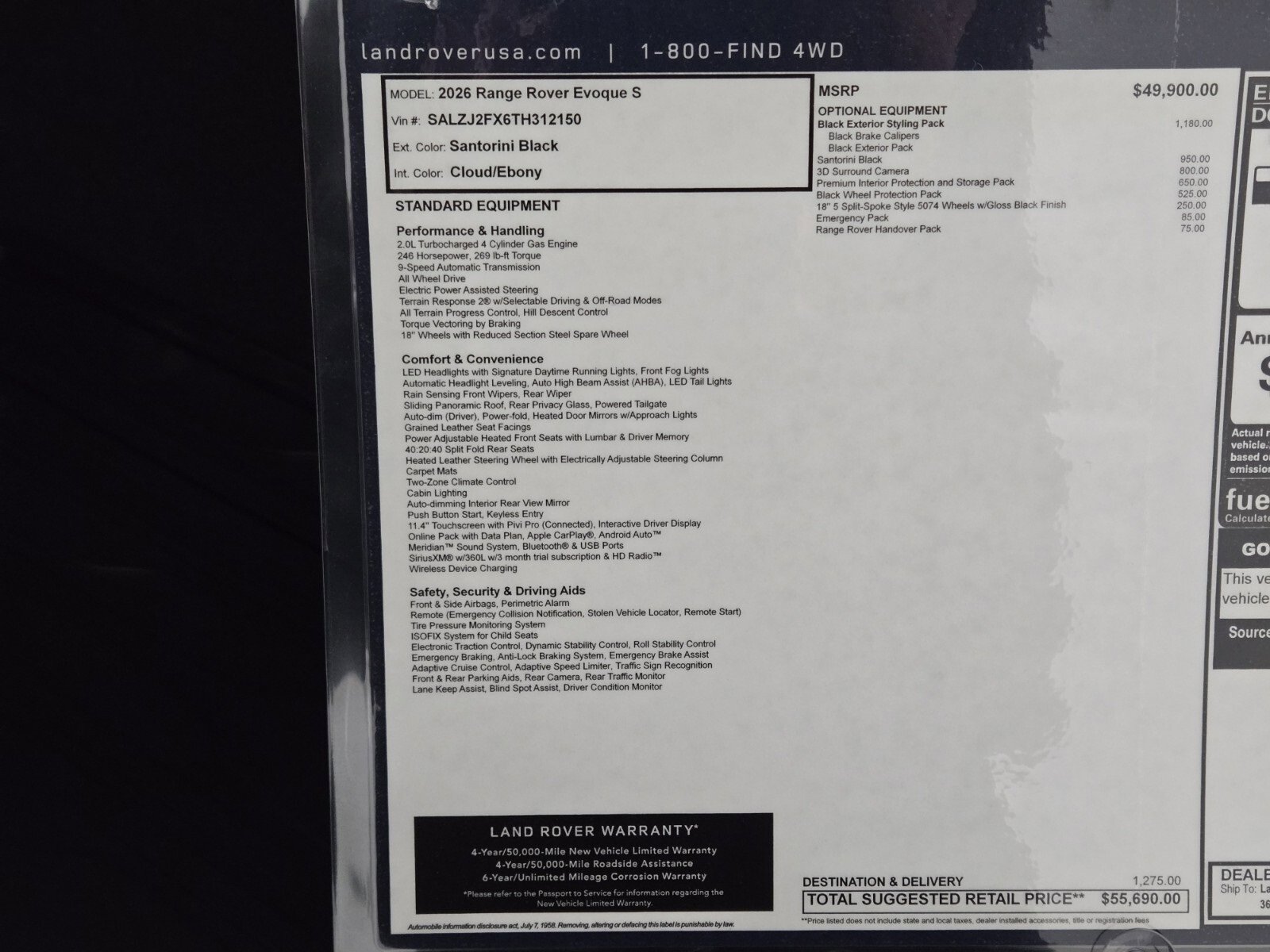 New 2026 Land Rover Range Rover Evoque S image 16