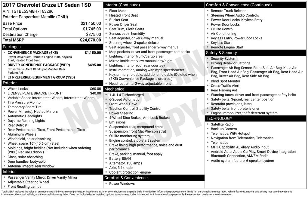 Used 2017 Chevrolet Cruze LT w/ Convenience Package FWD image 11