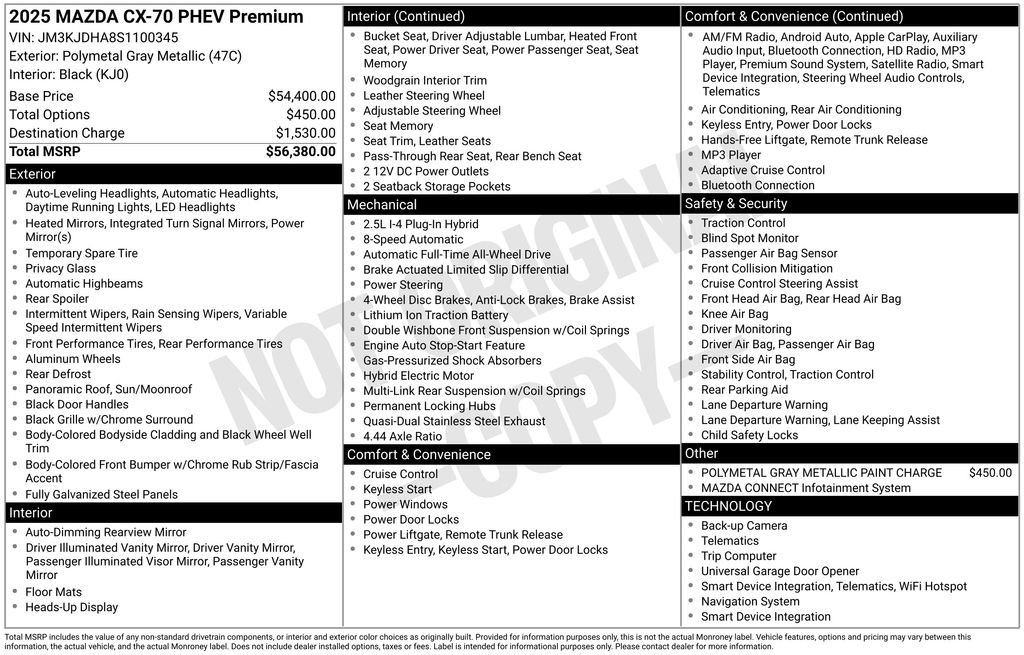 Used 2025 MAZDA CX-70 Plug-In Hybrid w/ Premium Pkg AWD/4WD image 3