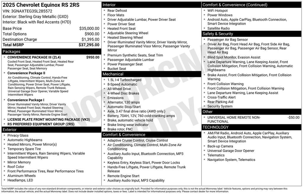 Used 2025 Chevrolet Equinox RS w/ Convenience Package III image 7