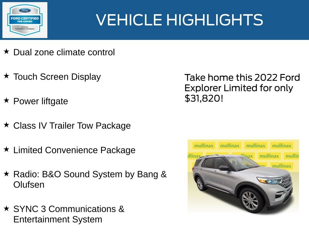 Used 2022 Ford Explorer Limited w/ Equipment Group 301A RWD image 22