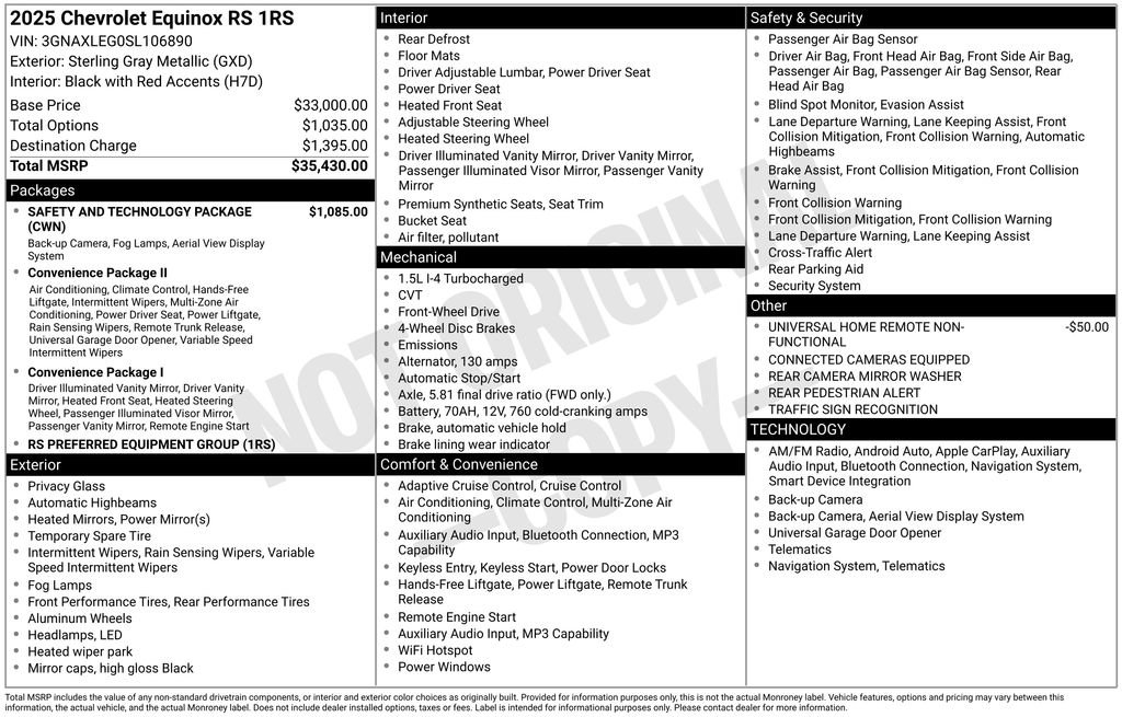 Used 2025 Chevrolet Equinox RS w/ Safety and Technology Package FWD image 10