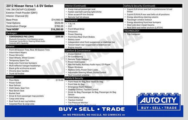 Used 2012 Nissan Versa SV w/ Convenience Pkg