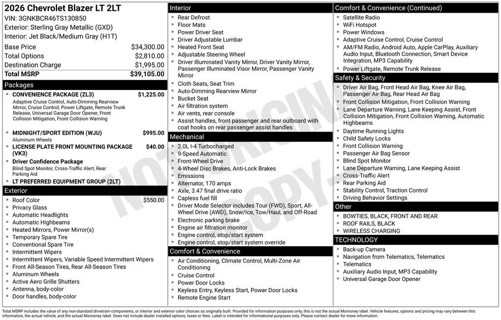 New 2026 Chevrolet Blazer LT w/ Convenience Package FWD image 9
