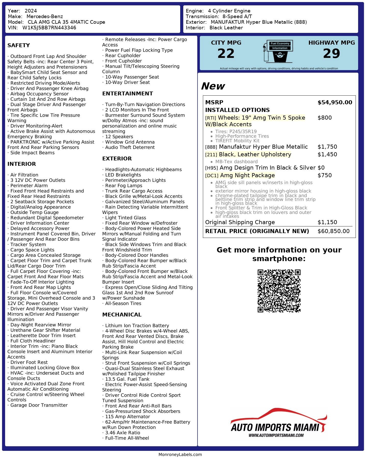 Used 2024 Mercedes-Benz CLA 35 AMG 4MATIC image 80