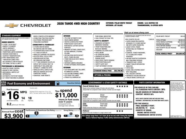New 2026 Chevrolet Tahoe High Country image 3