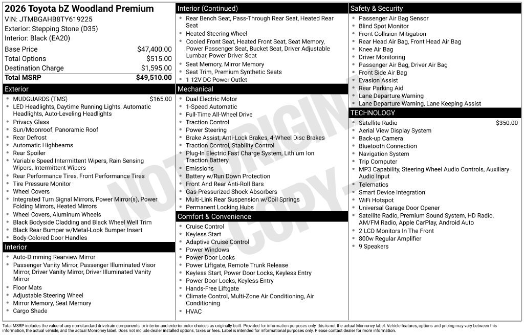 New 2026 Toyota bZ Woodland AWD/4WD image 4