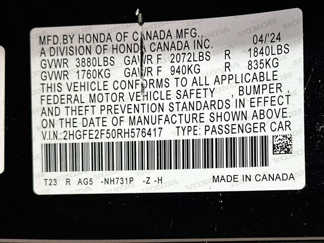 Certified 2024 Honda Civic Sport image 32