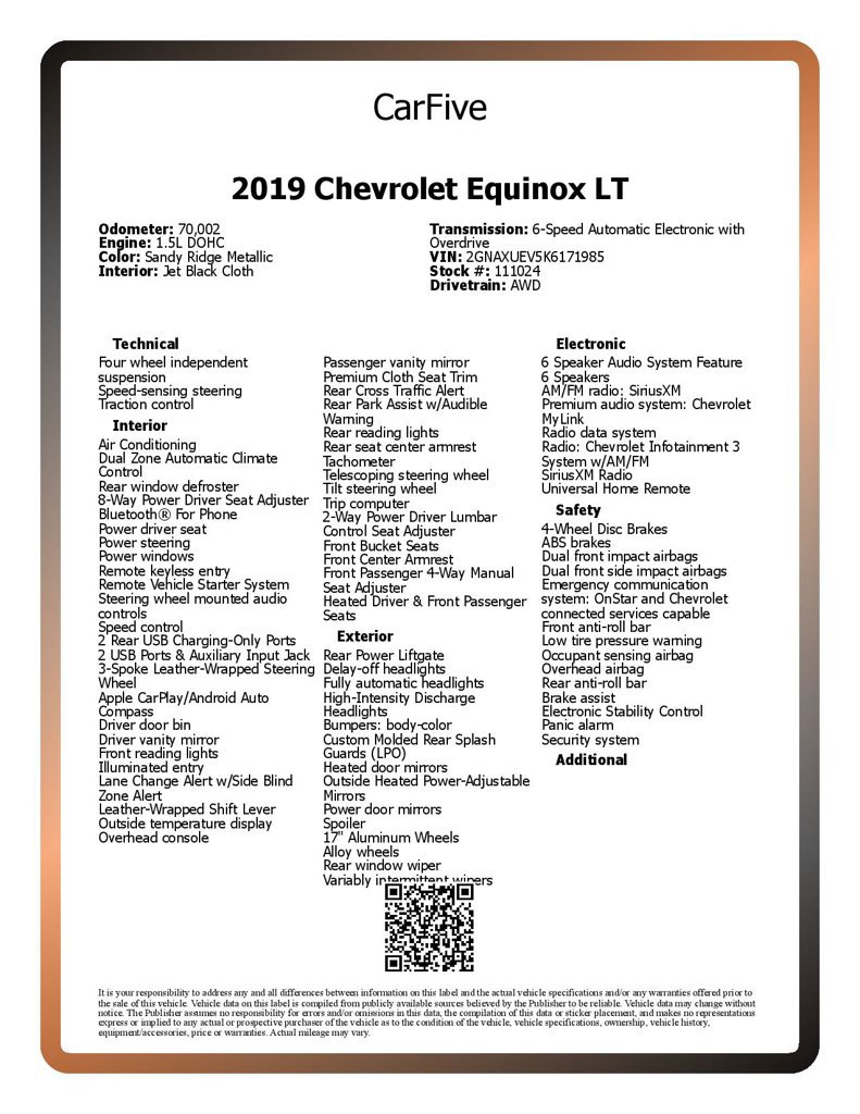 Used 2019 Chevrolet Equinox LT AWD/4WD image 26