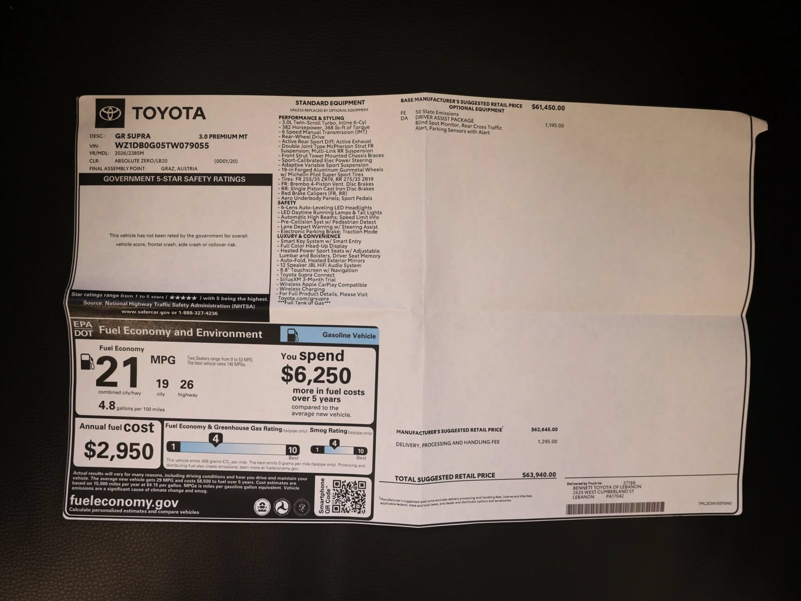 Used 2026 Toyota Supra Premium w/ Driver Assist Package RWD image 38