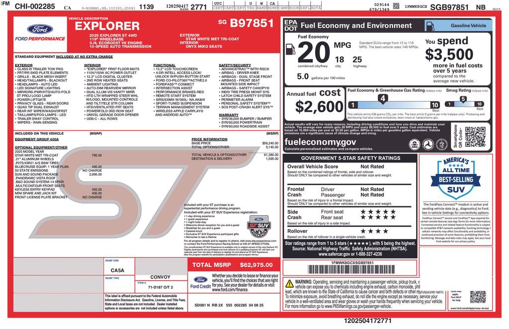 New 2025 Ford Explorer ST w/ Sun And Sound Package image 2