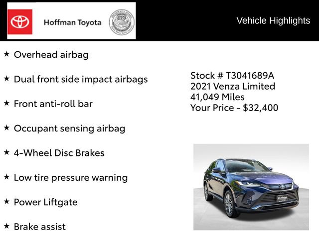 Certified 2021 Toyota Venza Limited w/ Advanced Technology Package AWD/4WD image 36