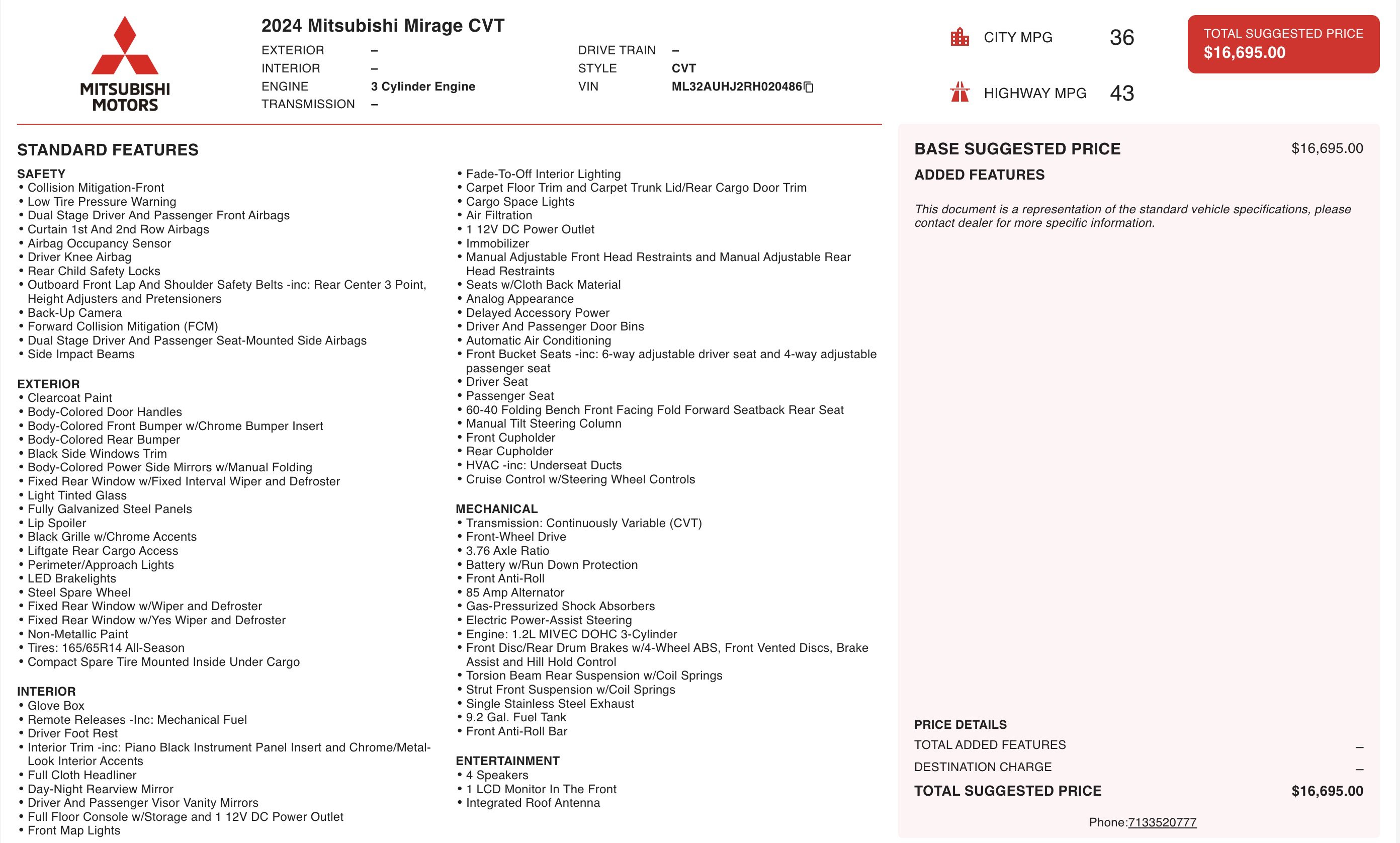 Used 2024 Mitsubishi Mirage ES image 4