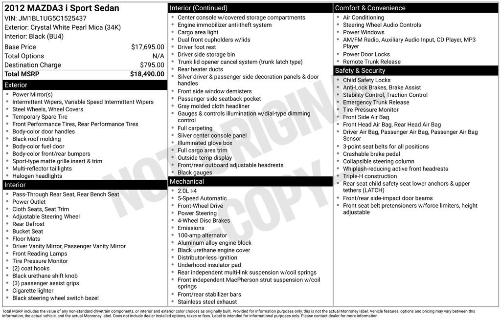 Used 2012 MAZDA MAZDA3 i Sport image 13