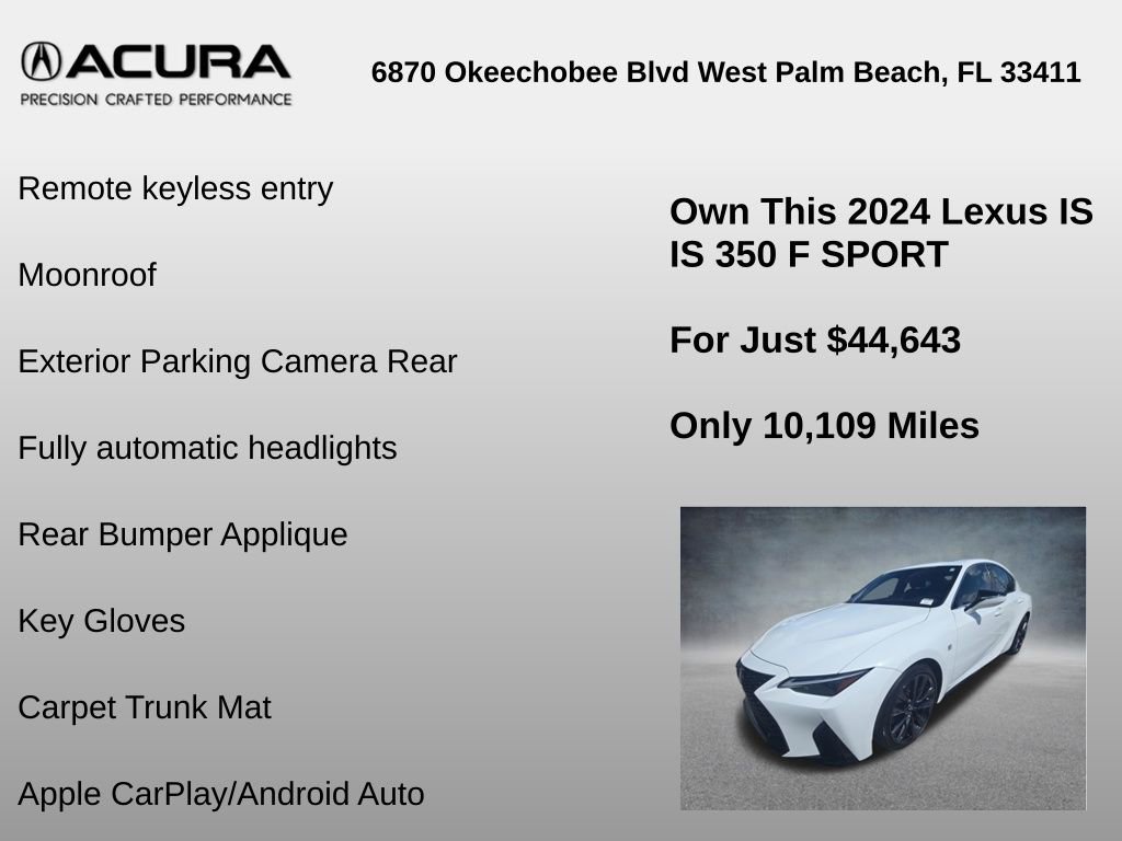 Used 2024 Lexus IS 350 F Sport w/ Memory Package RWD image 12